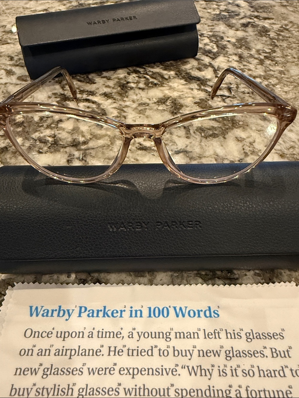 Warby Parker Translucent Blush Cat-Eye Glasses